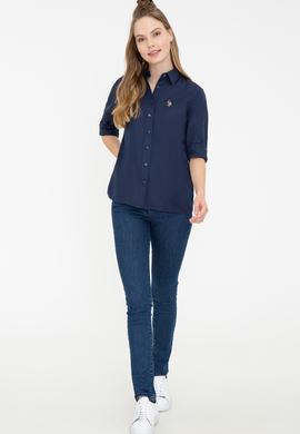 Kadın Lacivert Uzun Kollu Basic Gömlek - 50236818042