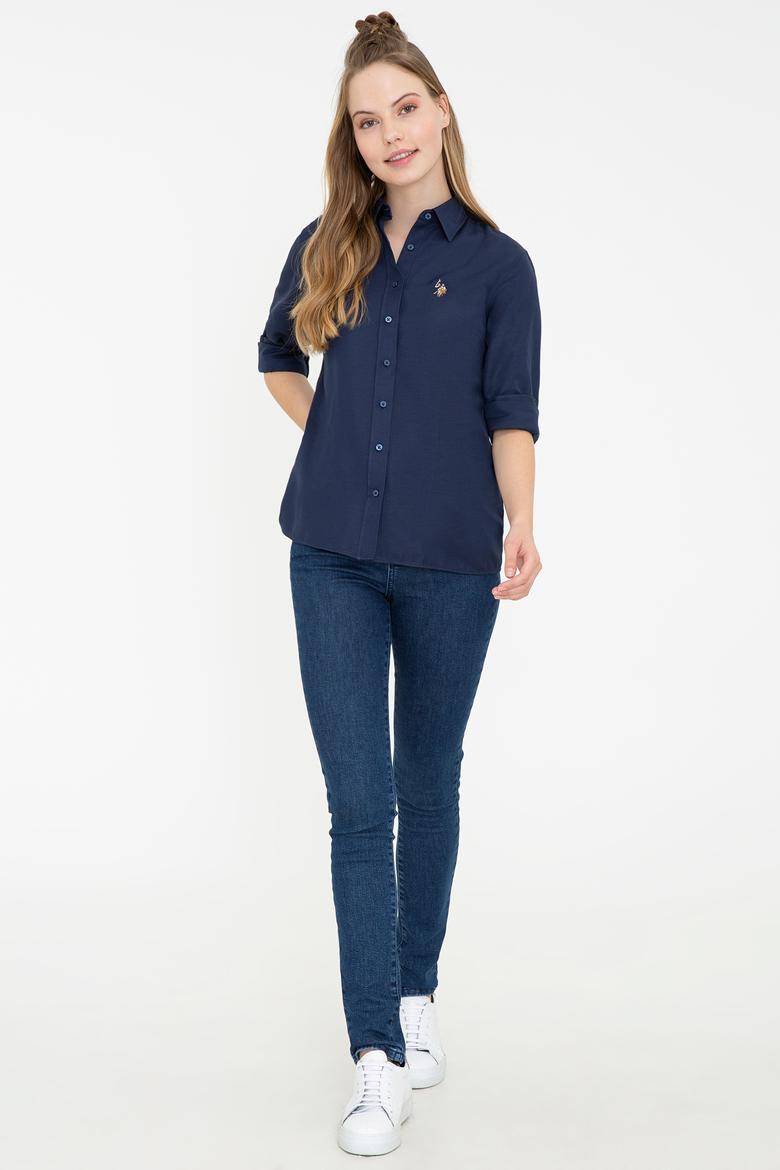 Kadın Lacivert Uzun Kollu Basic Gömlek - 50236818042