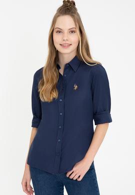 Kadın Lacivert Uzun Kollu Basic Gömlek - 50236818042