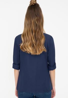 Kadın Lacivert Uzun Kollu Basic Gömlek - 50236818042
