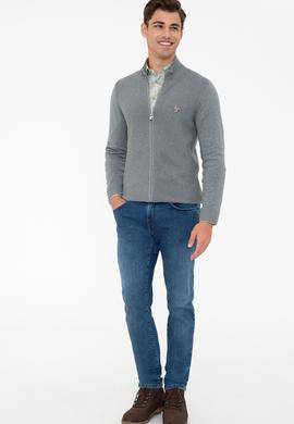 Erkek Gri Melanj Basic Triko Hırka - 50236960001