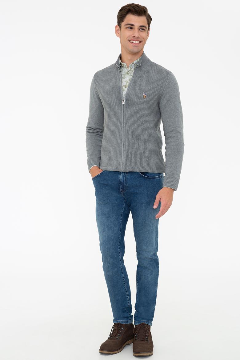 Erkek Gri Melanj Basic Triko Hırka - 50236960001