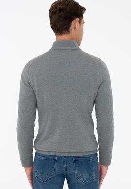 Erkek Gri Melanj Basic Triko Hırka - 50236960001