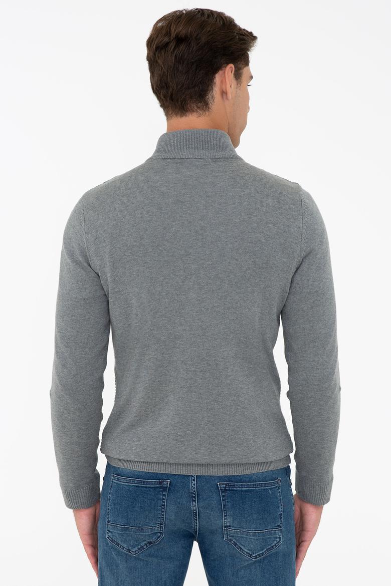 Erkek Gri Melanj Basic Triko Hırka - 50236960001