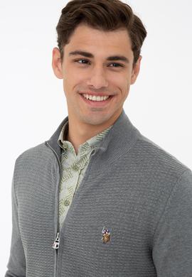 Erkek Gri Melanj Basic Triko Hırka - 50236960001