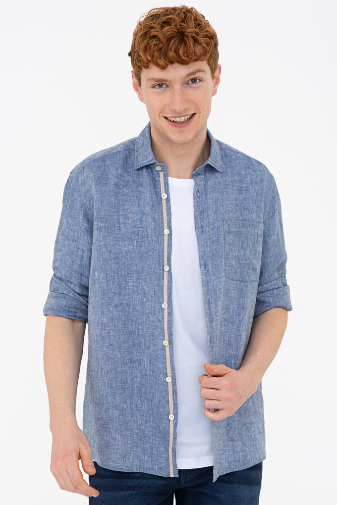 Erkek Lacivert Gömlek Uzunkol