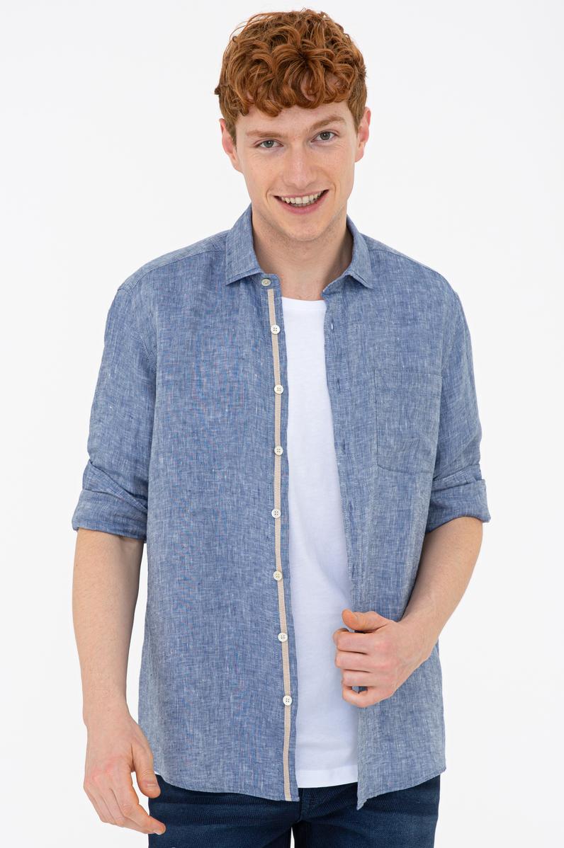 Erkek Lacivert Gömlek Uzunkol