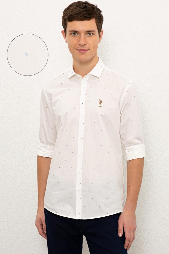 Erkek Ekru Uzun Kollu Gömlek