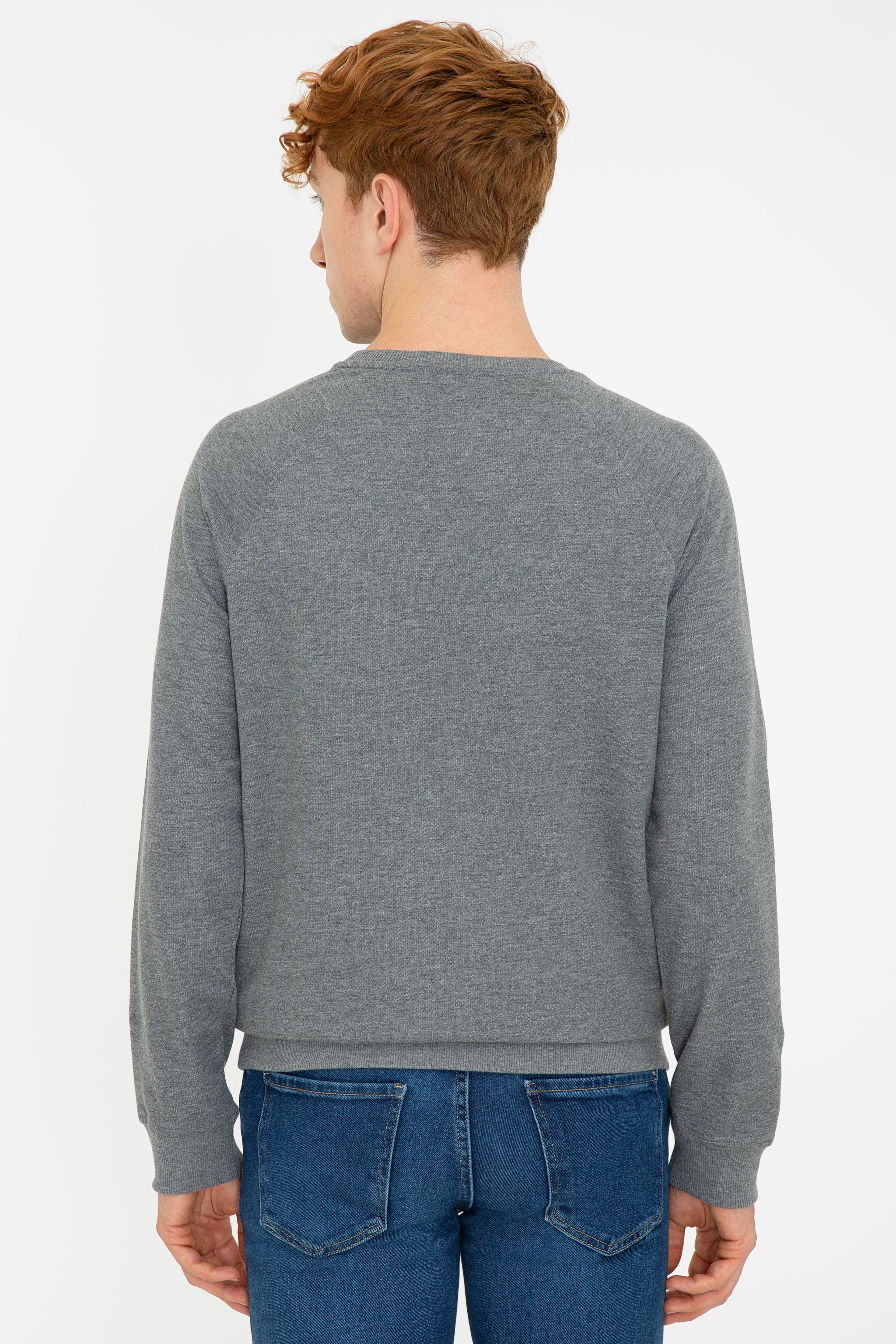 Erkek Antrasit Melanj Basic Sweatshirt - Image 3