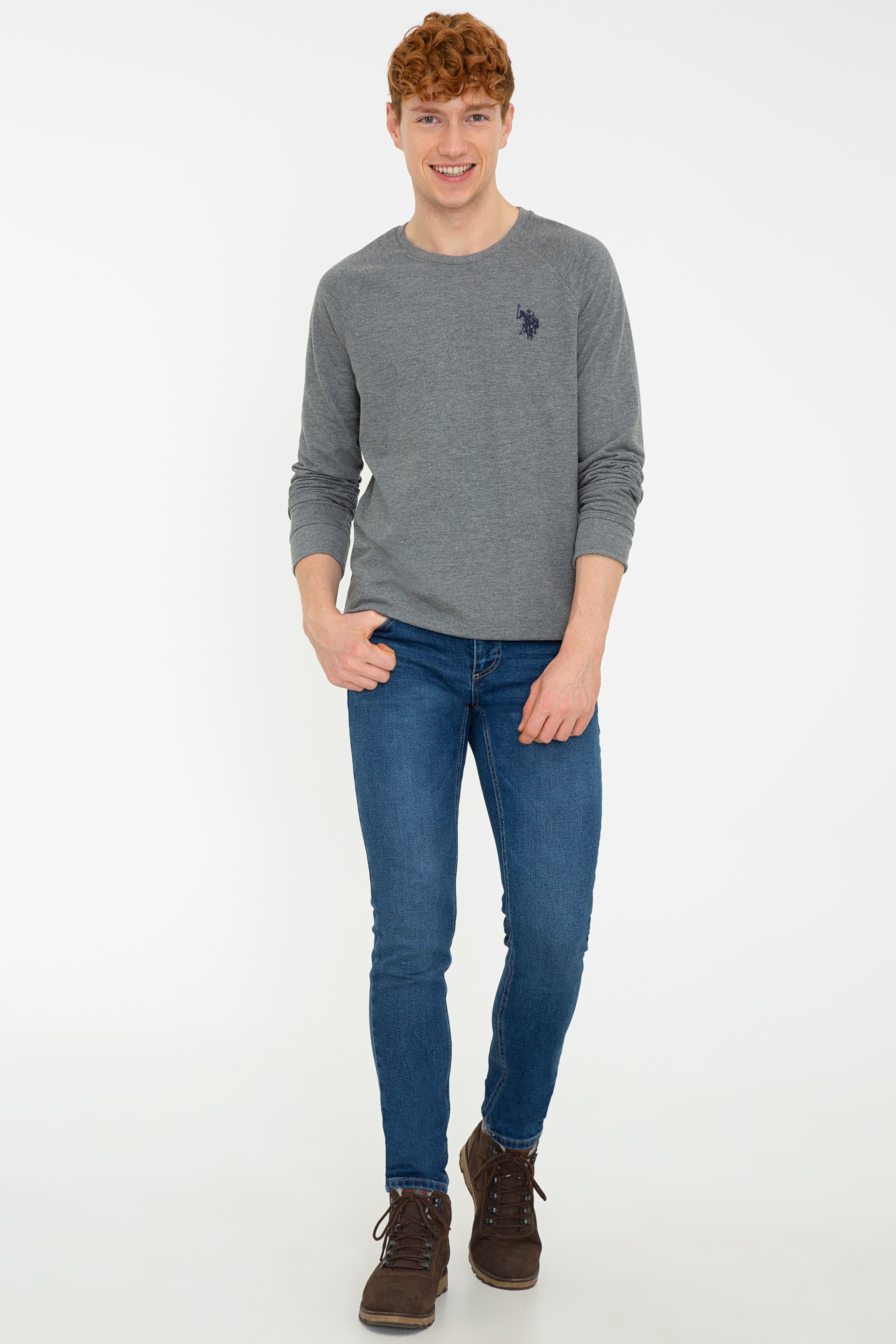 Erkek Antrasit Melanj Basic Sweatshirt - Image 4