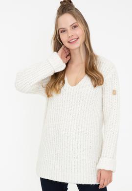 Kadın Krem V Yaka Kazak - 50237267029