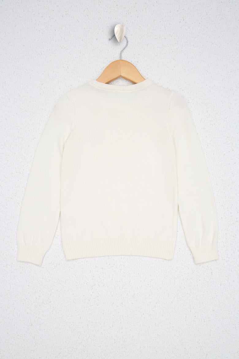 Kız Çocuk Krem Triko Kazak - 50237167030