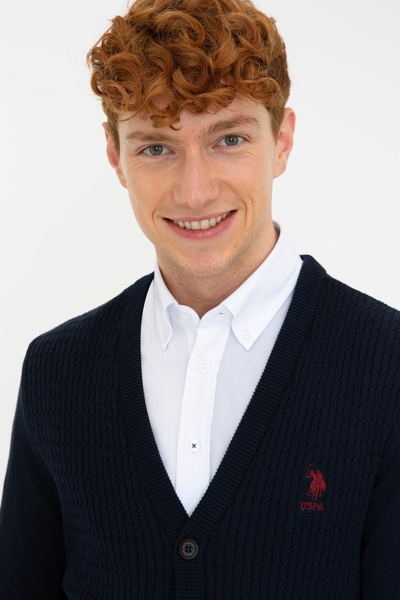 Erkek Lacivert Basic Triko Hırka - 50236997005