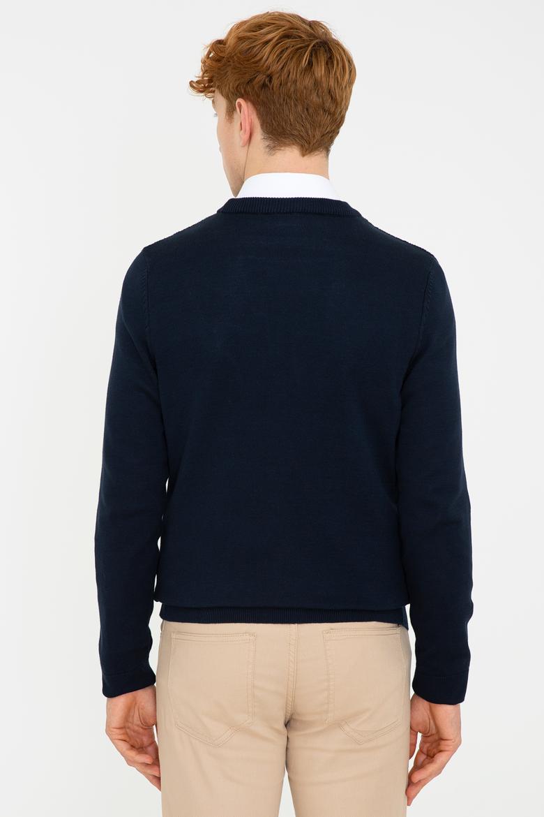 Erkek Lacivert Basic Triko Hırka - 50236997005