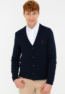 Erkek Lacivert Basic Triko Hırka - 50236997005