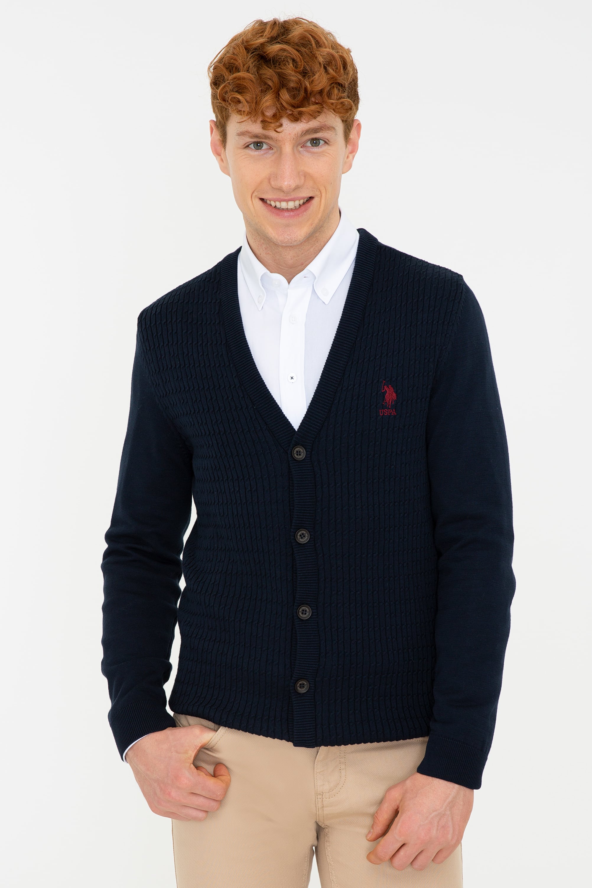 Erkek Lacivert Basic Triko Hırka - Image 1