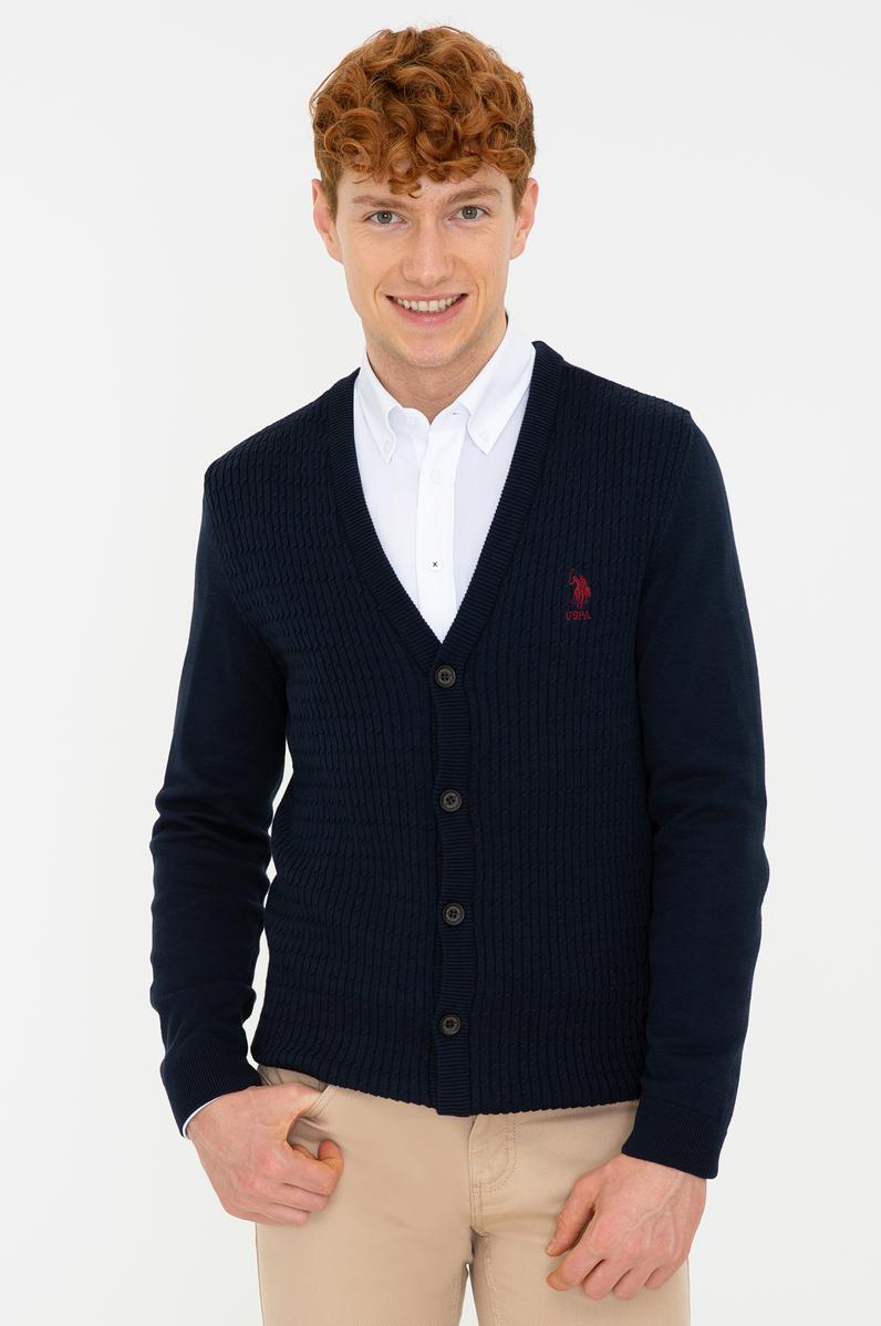 Erkek Lacivert Basic Triko Hırka