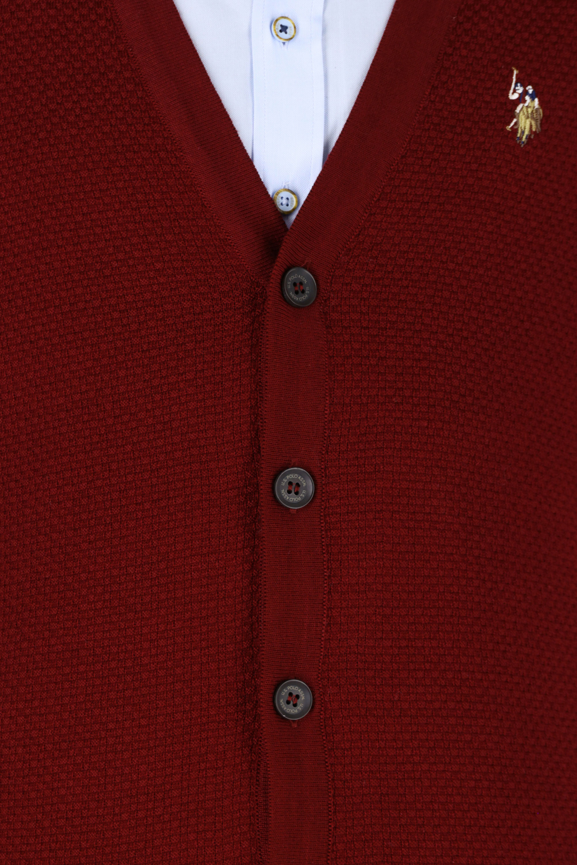 Erkek Bordo Basic Triko Hırka - Image 5