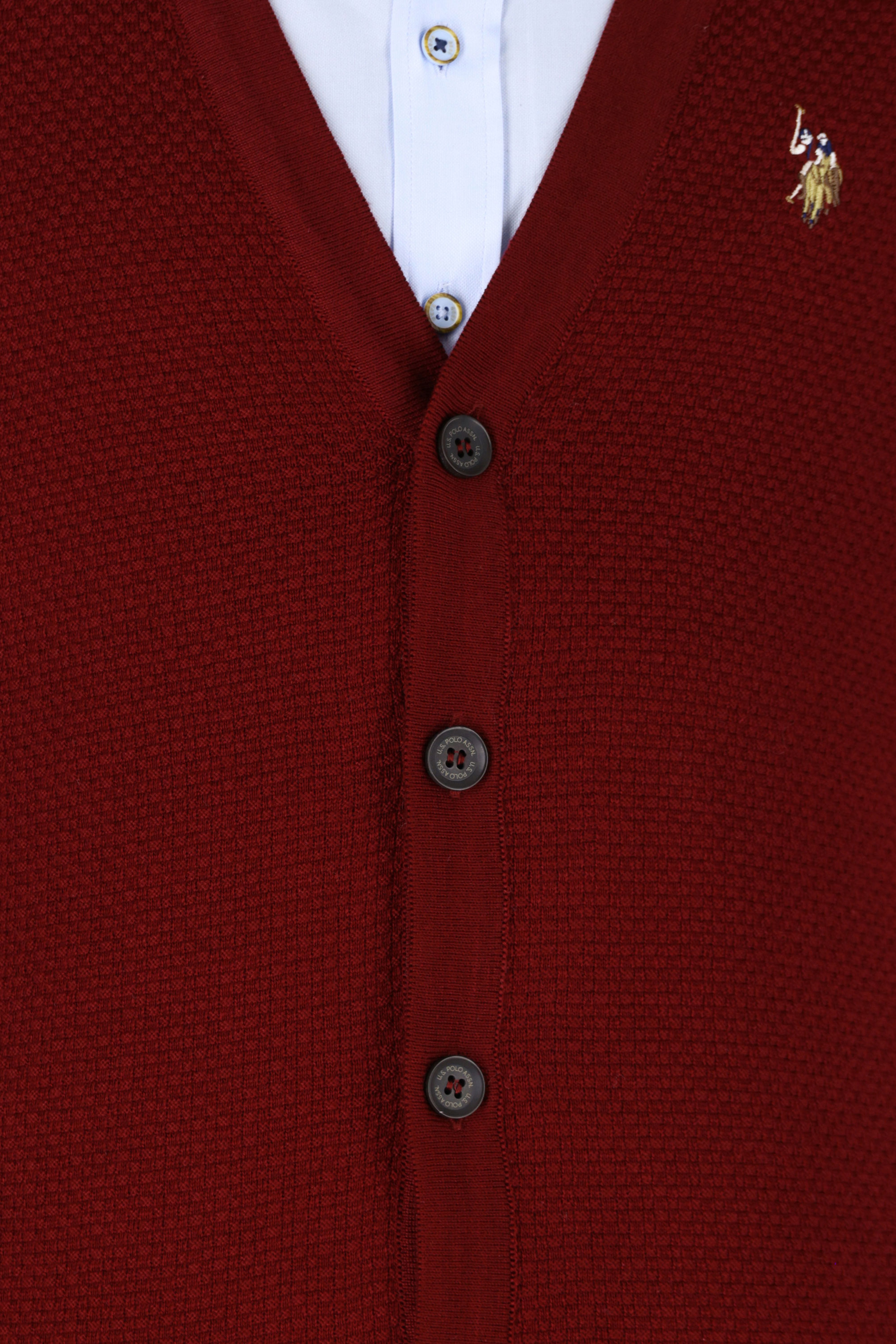 Erkek Bordo Basic Triko Hırka