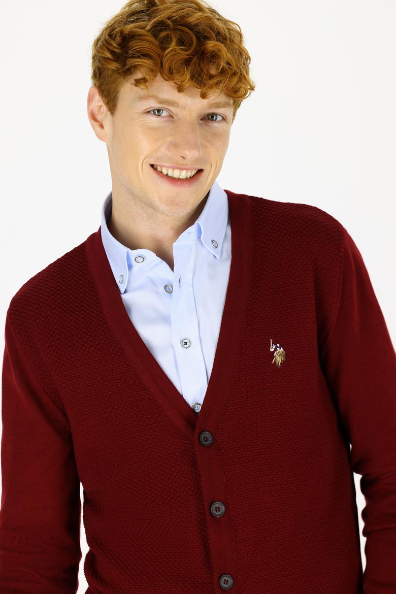 Erkek Bordo Basic Triko Hırka - 50236966015