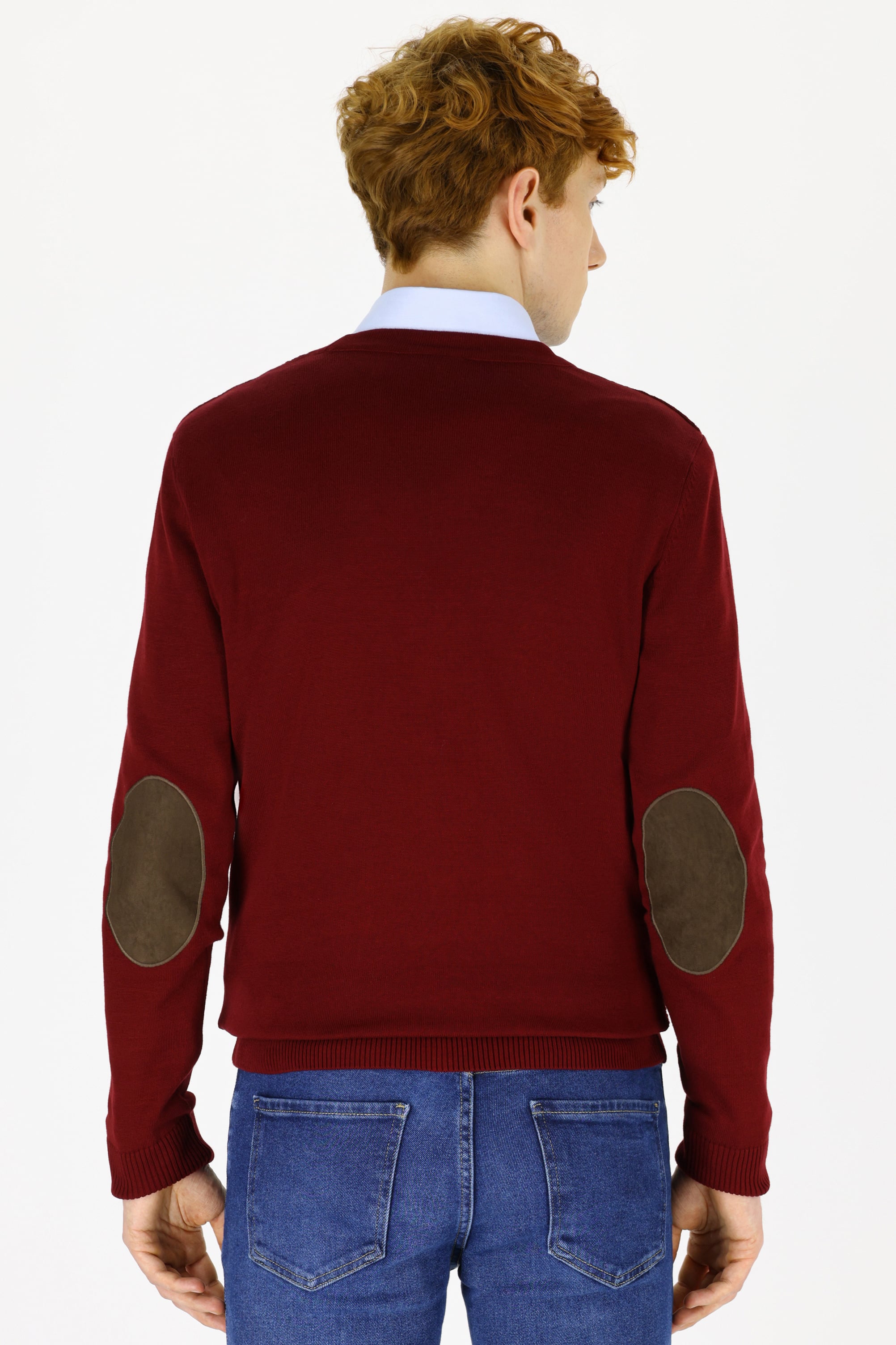 Erkek Bordo Basic Triko Hırka