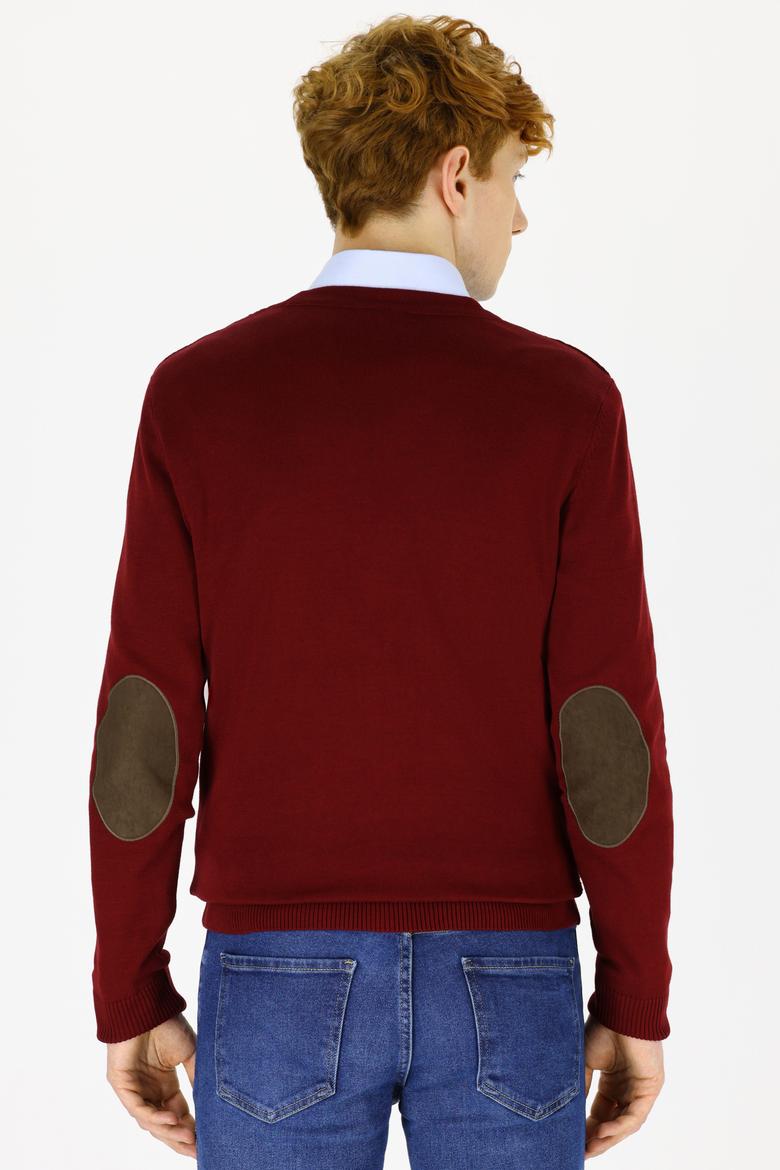 Erkek Bordo Basic Triko Hırka - 50236966015