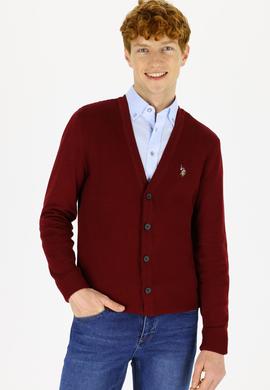 Erkek Bordo Basic Triko Hırka - 50236966015