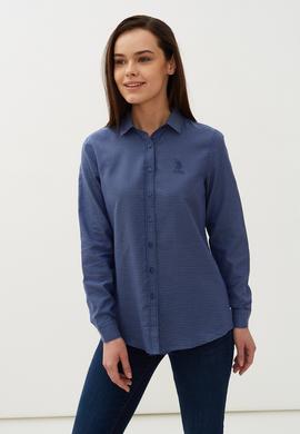 Kadın İndigo Uzun Kollu Gömlek - 50227187012