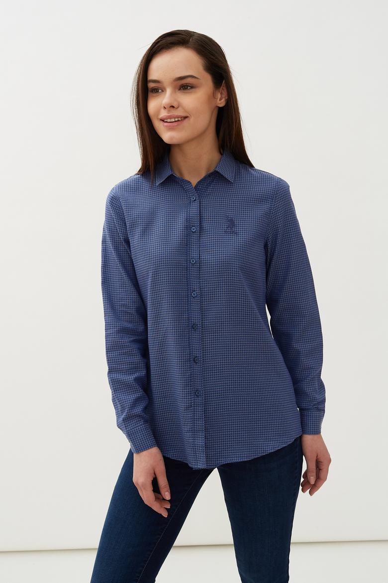Kadın İndigo Uzun Kollu Gömlek