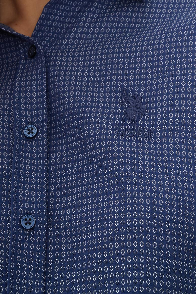 Kadın İndigo Uzun Kollu Gömlek - 50227187012