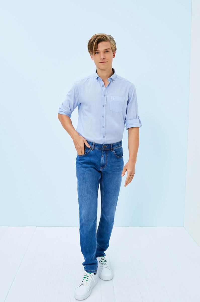 Erkek Mavi Denim Pantolon