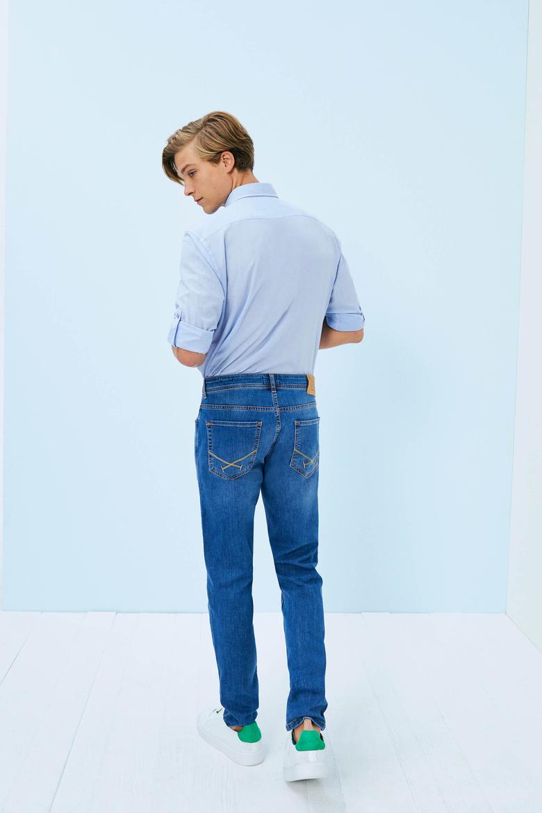 Erkek Mavi Denim Pantolon - 50232665015