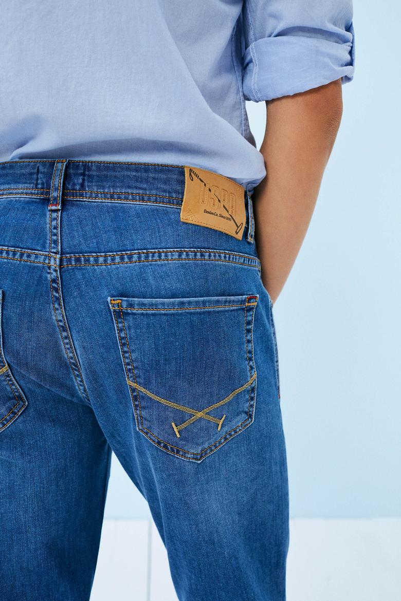 Erkek Mavi Denim Pantolon - 50232665015