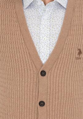 Erkek Camel Melanj Basic Triko Hırka - 50236997032