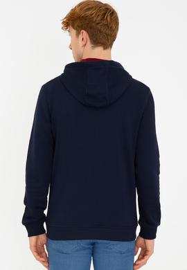 Erkek Lacivert Kapüşonlu Örme Hırka - 50237915019