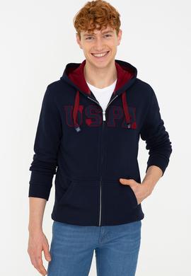 Erkek Lacivert Kapüşonlu Örme Hırka - 50237915019