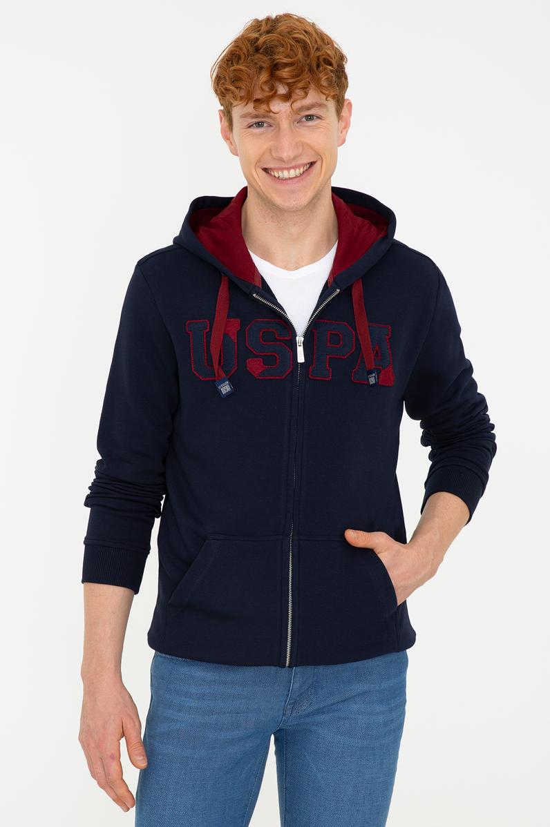 Erkek Lacivert Kapüşonlu Örme Hırka