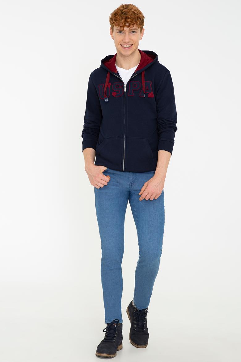 Erkek Lacivert Kapüşonlu Örme Hırka - 50237915019