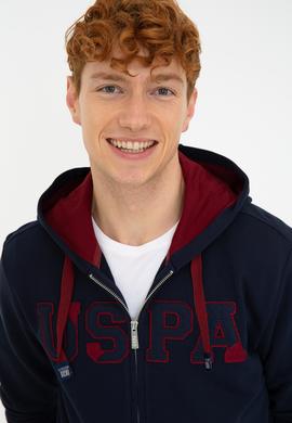 Erkek Lacivert Kapüşonlu Örme Hırka - 50237915019