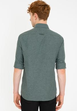 Erkek Koyu Yeşil Uzun Kollu Basic Gömlek - 50238146010