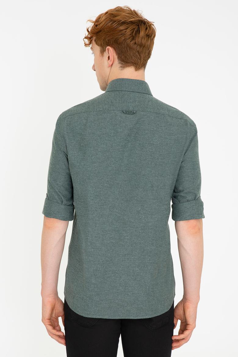 Erkek Koyu Yeşil Uzun Kollu Basic Gömlek - 50238146010