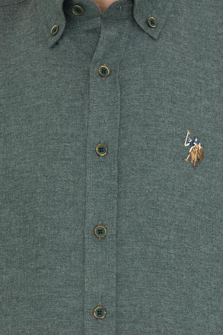 Erkek Koyu Yeşil Uzun Kollu Basic Gömlek - 50238146010