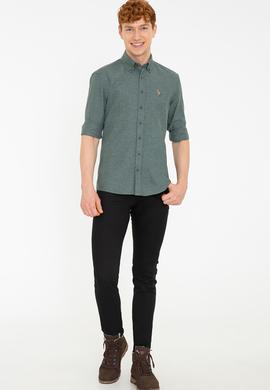 Erkek Koyu Yeşil Uzun Kollu Basic Gömlek - 50238146010