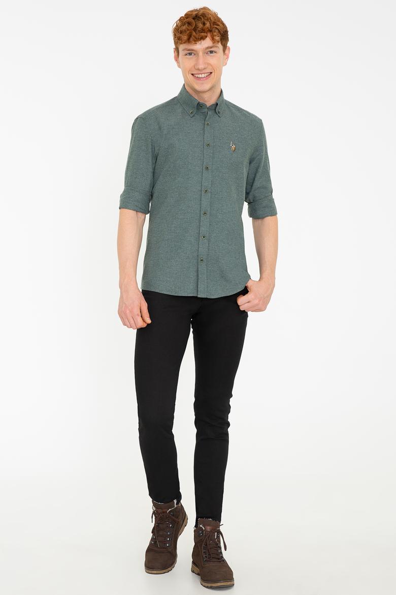 Erkek Koyu Yeşil Uzun Kollu Basic Gömlek - 50238146010