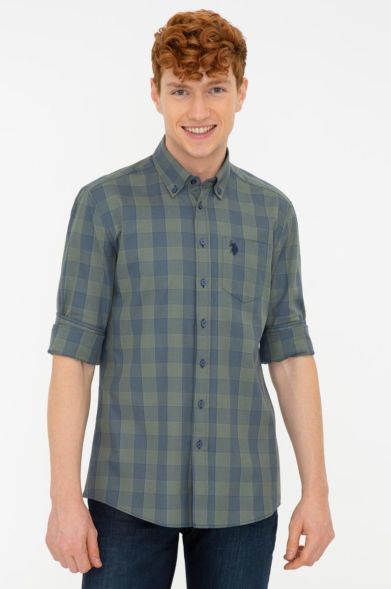 Erkek Haki Gömlek Uzunkol