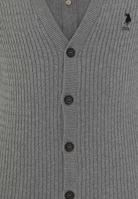 Erkek Gri Melanj Basic Triko Hırka - 50236997014