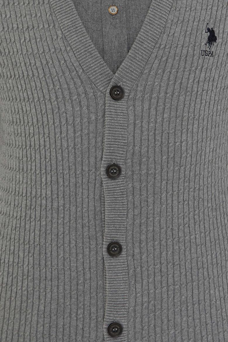 Erkek Gri Melanj Basic Triko Hırka - 50236997014