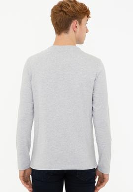 Erkek Açık Gri Melanj Bisiklet Yaka Sweatshirt - 50220186003