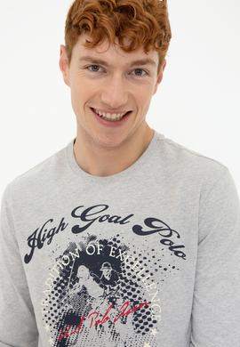 Erkek Açık Gri Melanj Bisiklet Yaka Sweatshirt - 50220186003