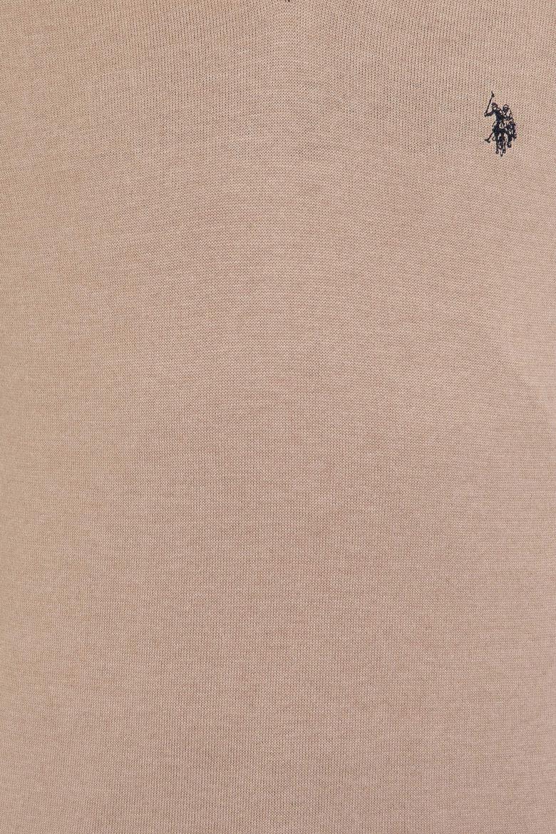 Erkek Camel Melanj V - Yaka Triko Kazak Basic - 50237037053